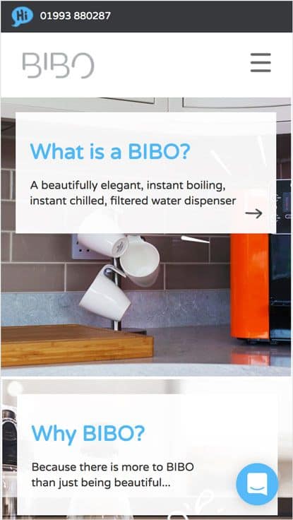 BIBO Water Mobile Website