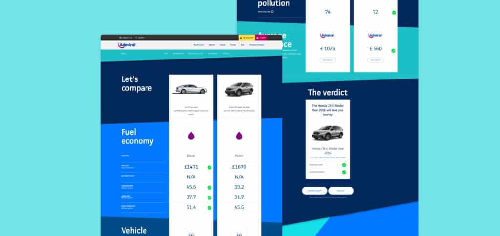 Admiral Eco Car Comparison Case Study Website Screenshots