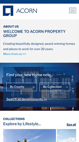 Acorn Property Group Website on Mobile
