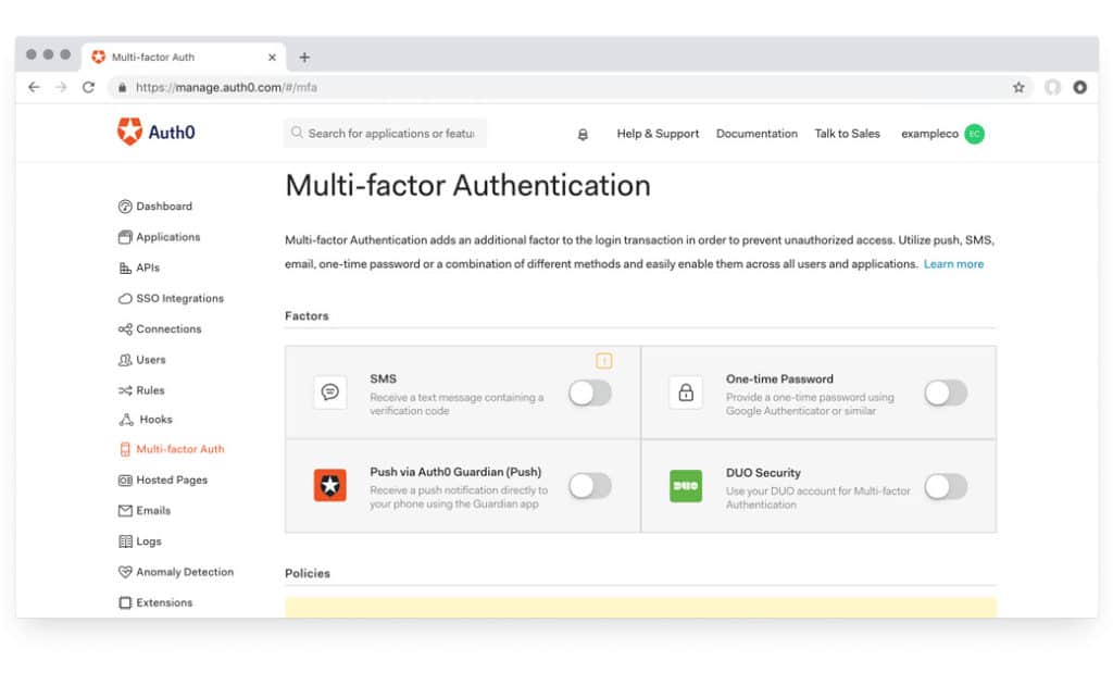 Auth0 Multifactor Authentication with WordPress