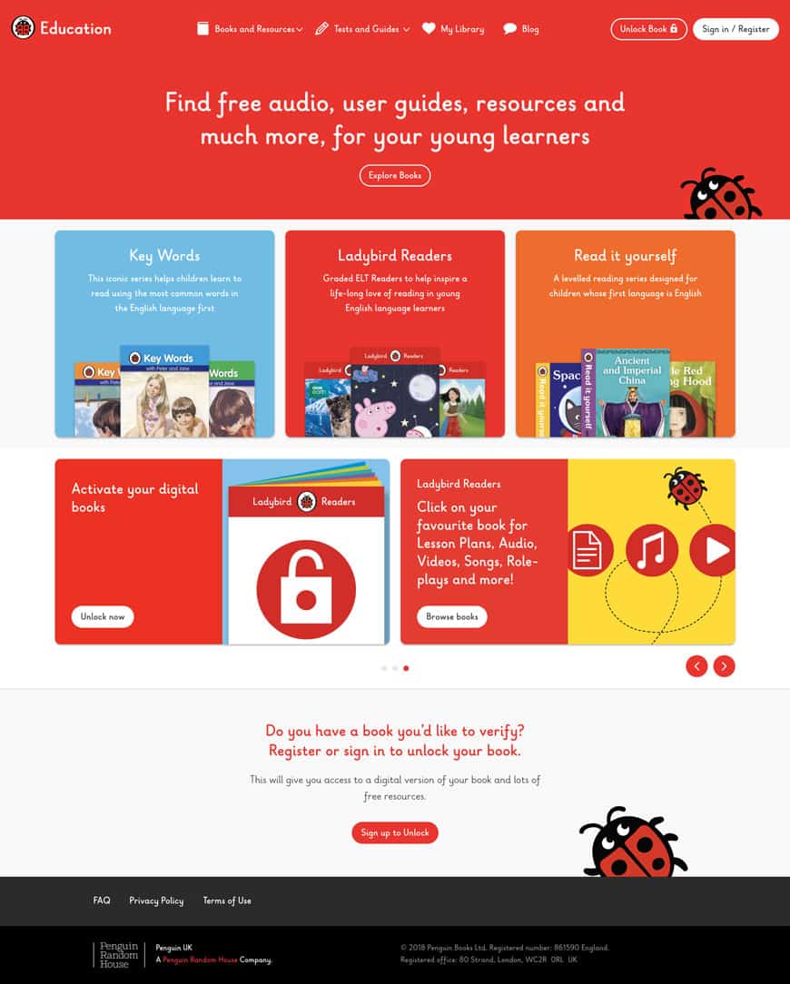 Ladybird Education Website Home Page