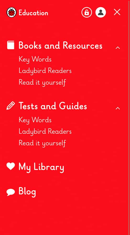 Ladybird Education Mobile Navigation