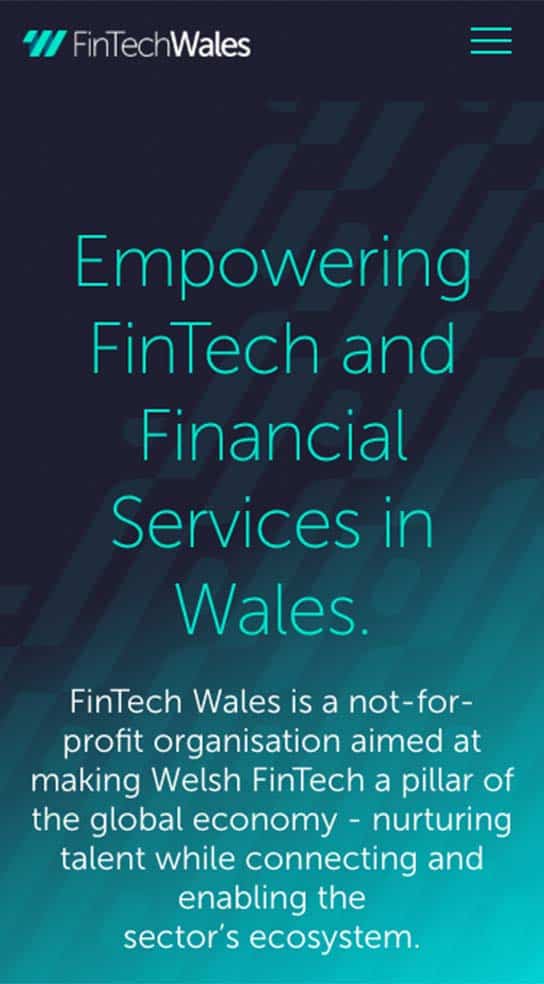 FinTech Wales Website on Mobile Device