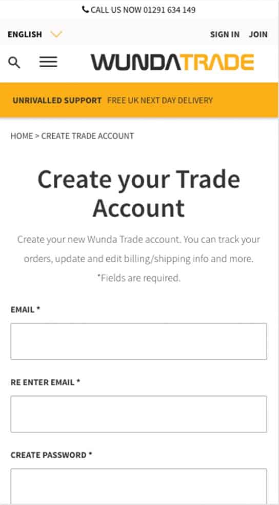 Custom Trade Account Sign Up WooCommerce