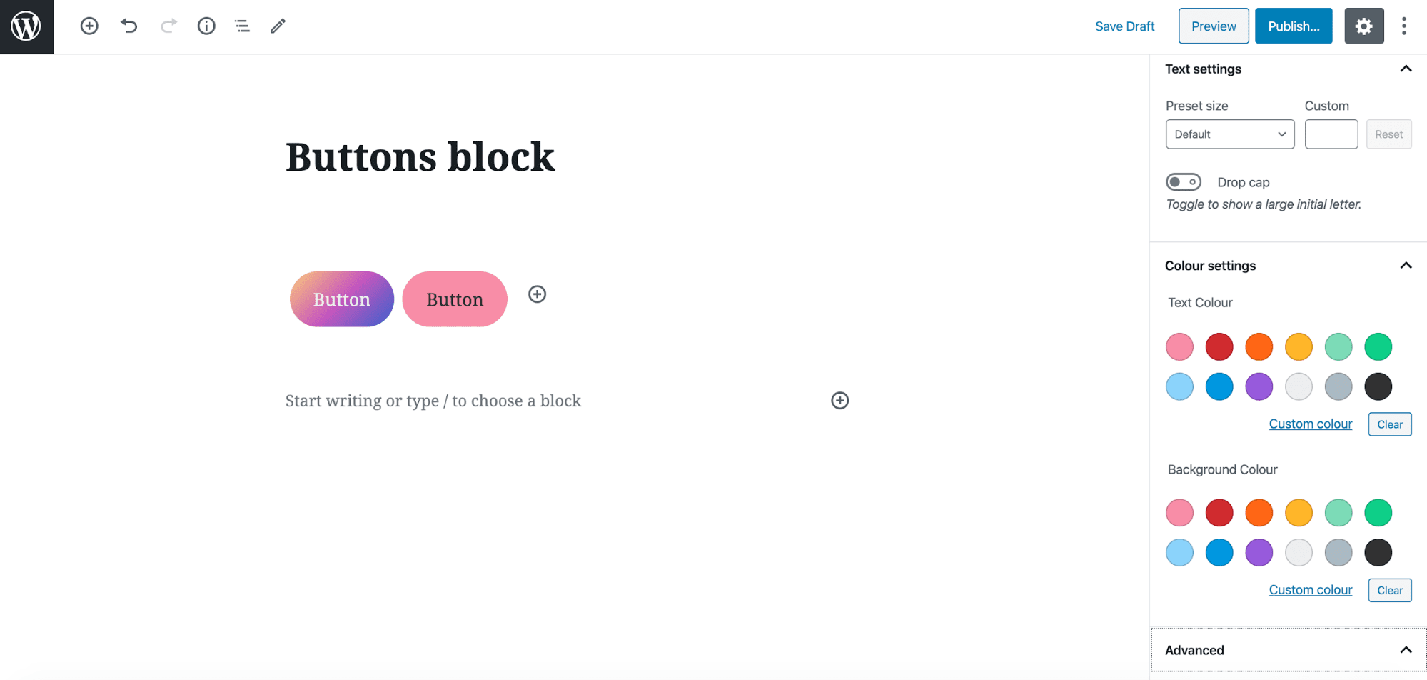 Buttons Block for Gutenberg in WordPress 5.4