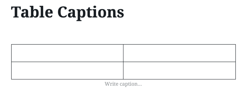 Table Captions in WordPress 5.4