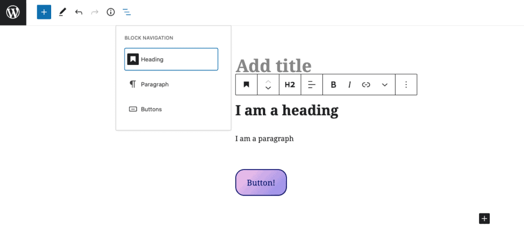 Easy to add and change headings in Gutenberg