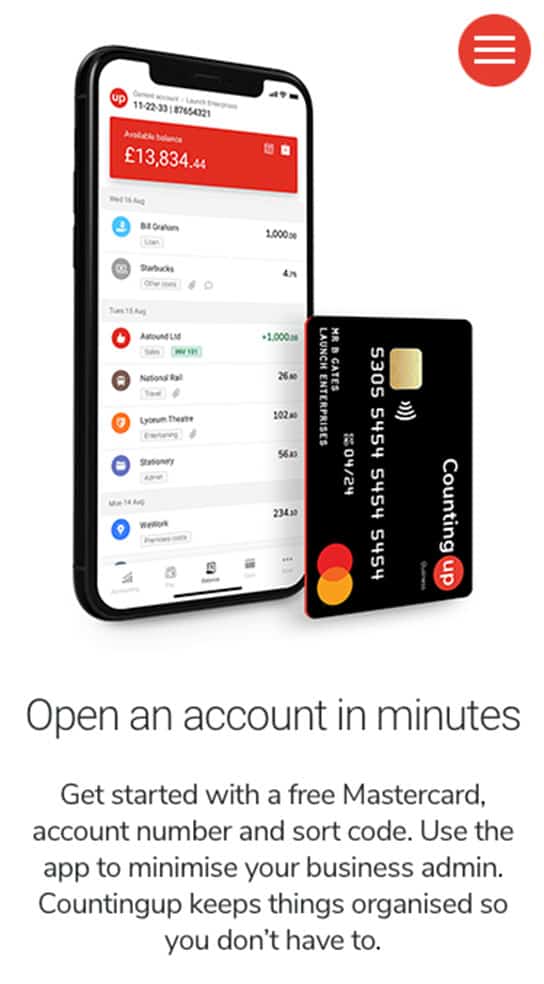Countingup Bank Mobile Website Screenshot