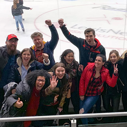 The Illustrate Digital team out at the Cardiff Devils ice hockey, socialising