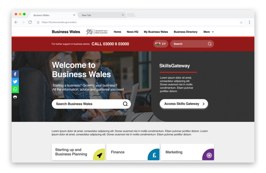 Business Wales Website Mockup