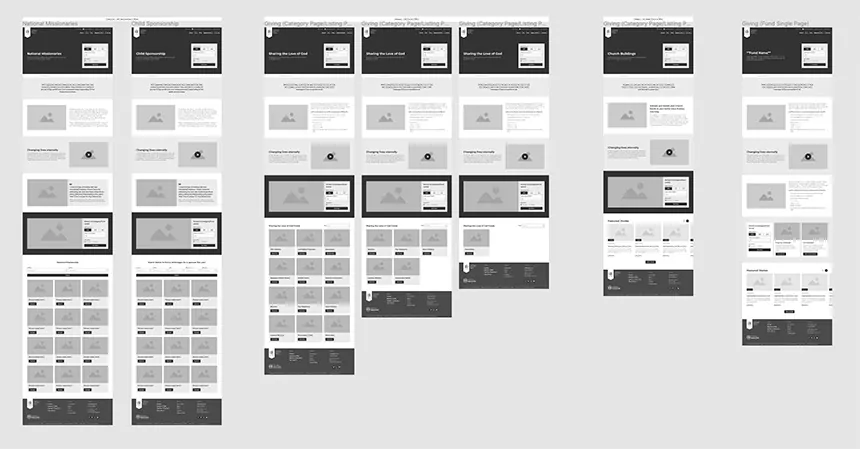 Low Fidelity Prototypes of GFA UK's Website