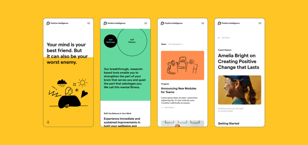 Positive Intelligence B2B mobile optimised designs