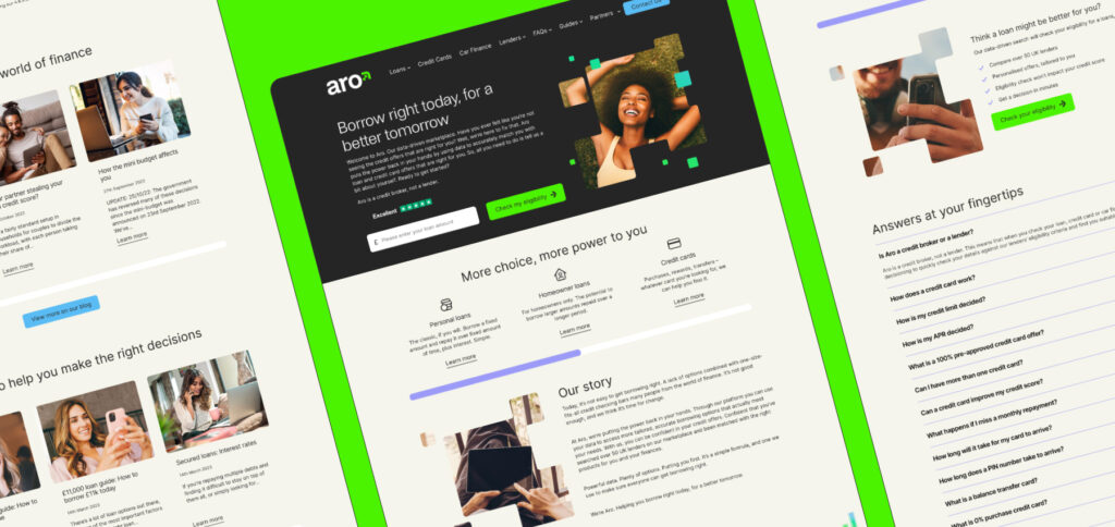 A collection of website screenshots at various angles showing minimalist, professional WordPress designs. The layouts feature clean typography, ample white space, and subtle green accent colours - reflecting modern, user-focused web design principles.