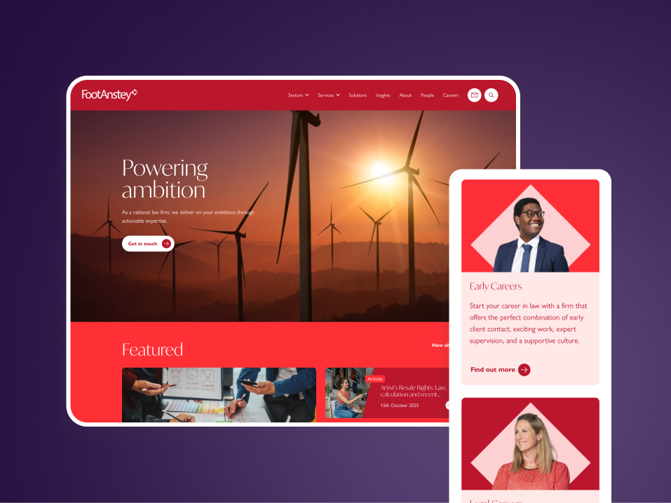 Foot Anstey, bristol based law firm, a case study of agency migration to Illustrate Digital and rebuild of their website's user experience