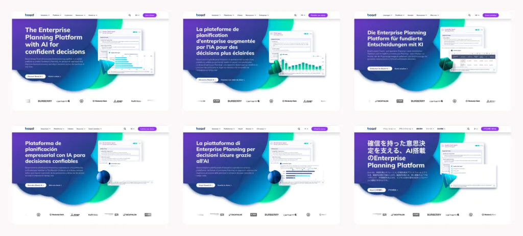 Board International Website Case Study showing multiple languages using WPML